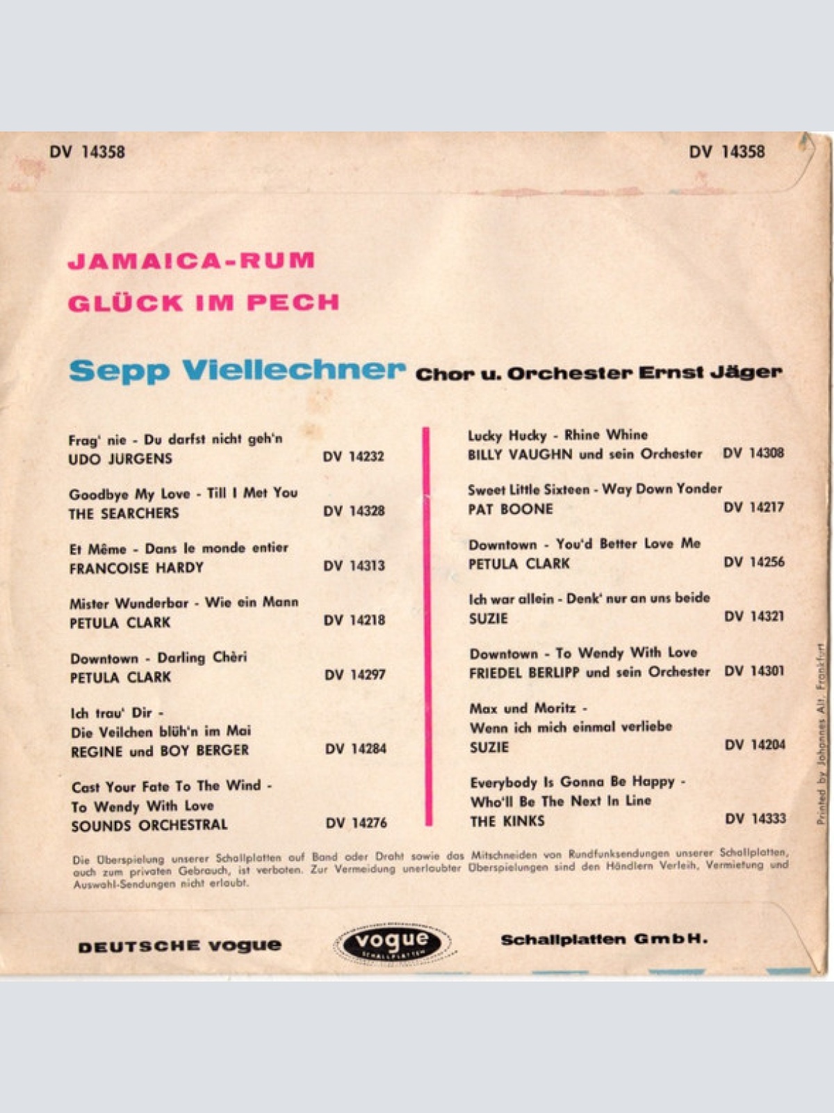 Vinyl / Sepp Viellechner - Jamaica-Rum