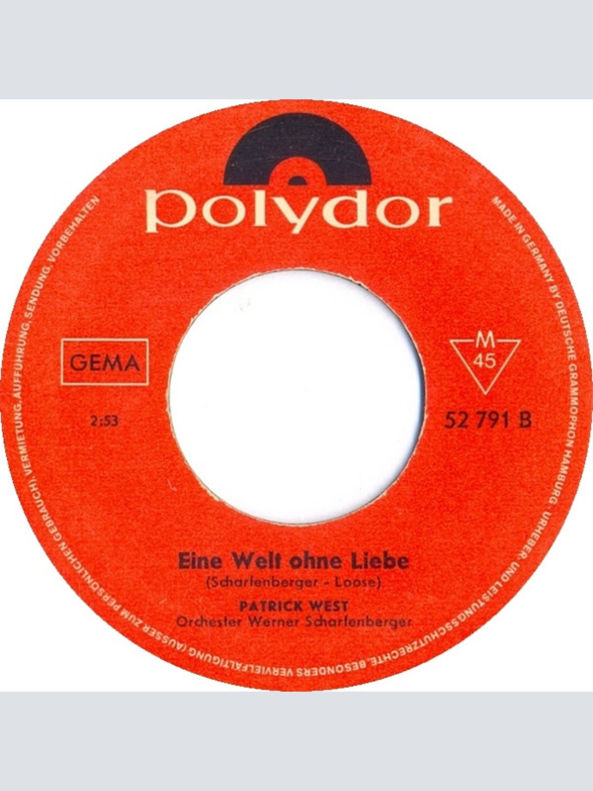 Vinyl / Patrick West - Si-Si-Si-Silly / Eine Welt Ohne Liebe