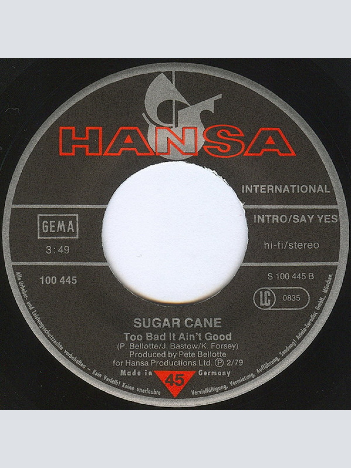 Vinyl / Sugar Cane - Valhevala / Too Bad It Ain't Good