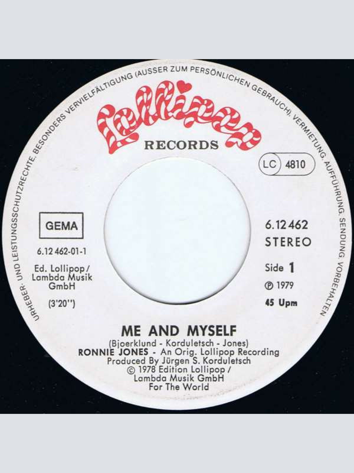 Vinyl / Ronnie Jones - Me And Myself