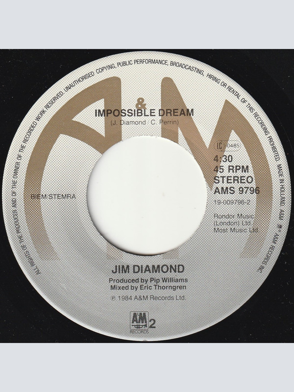 Vinyl / Jim Diamond - I Should Have Known Better