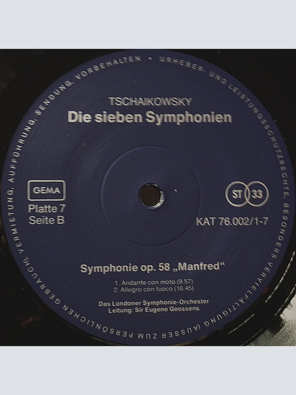 Vinyl / P. Tschaïkowsky* - Sieben Symphonien