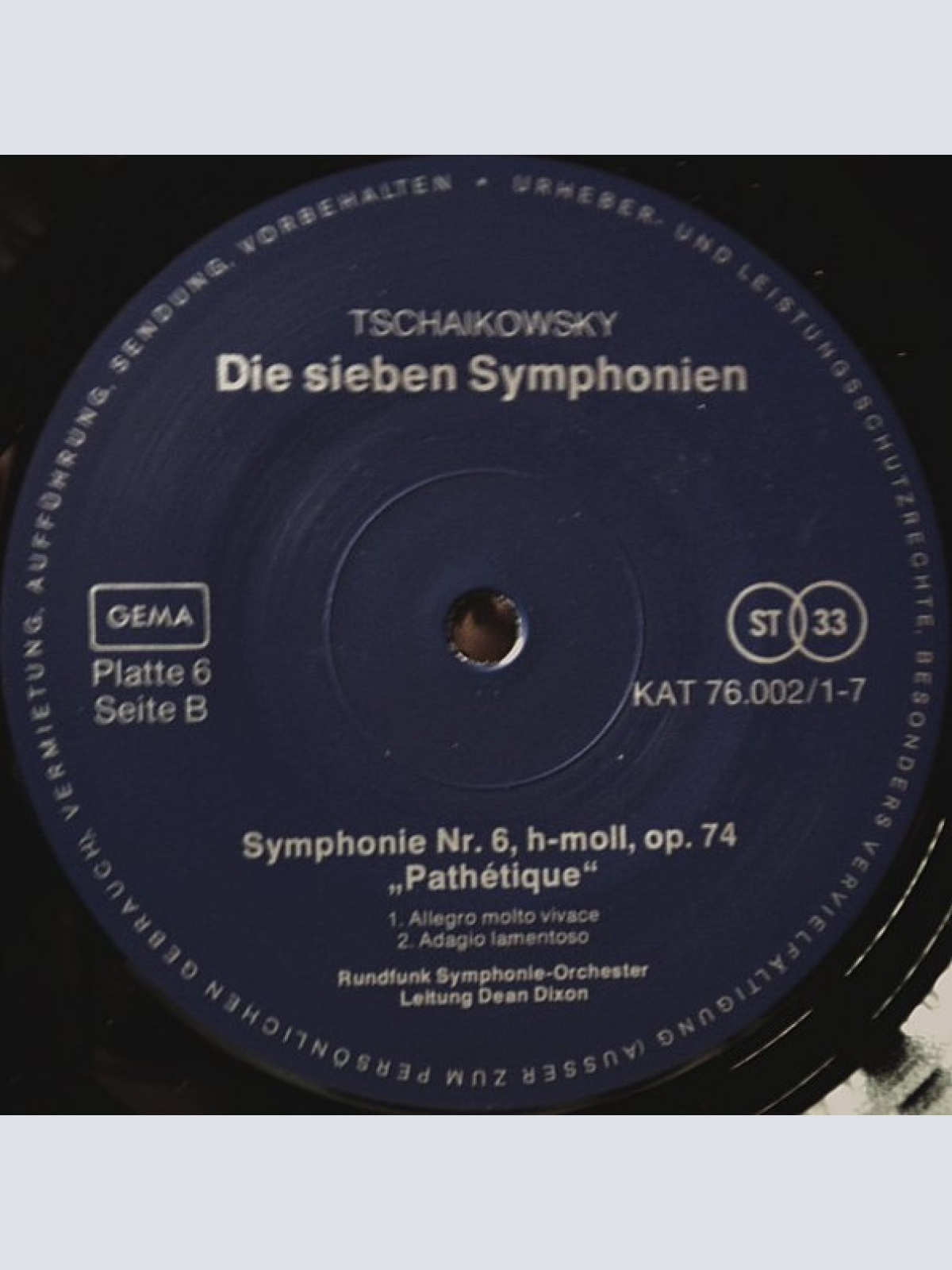 Vinyl / P. Tschaïkowsky* - Sieben Symphonien