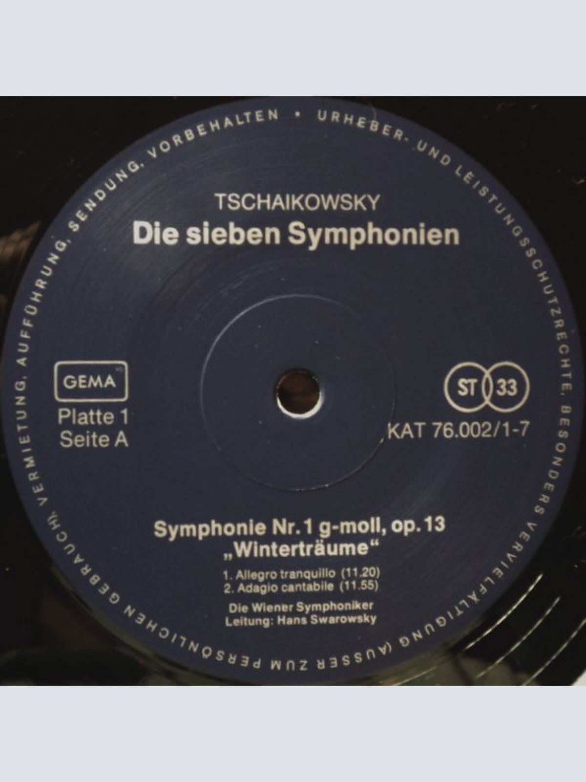 Vinyl / P. Tschaïkowsky* - Sieben Symphonien