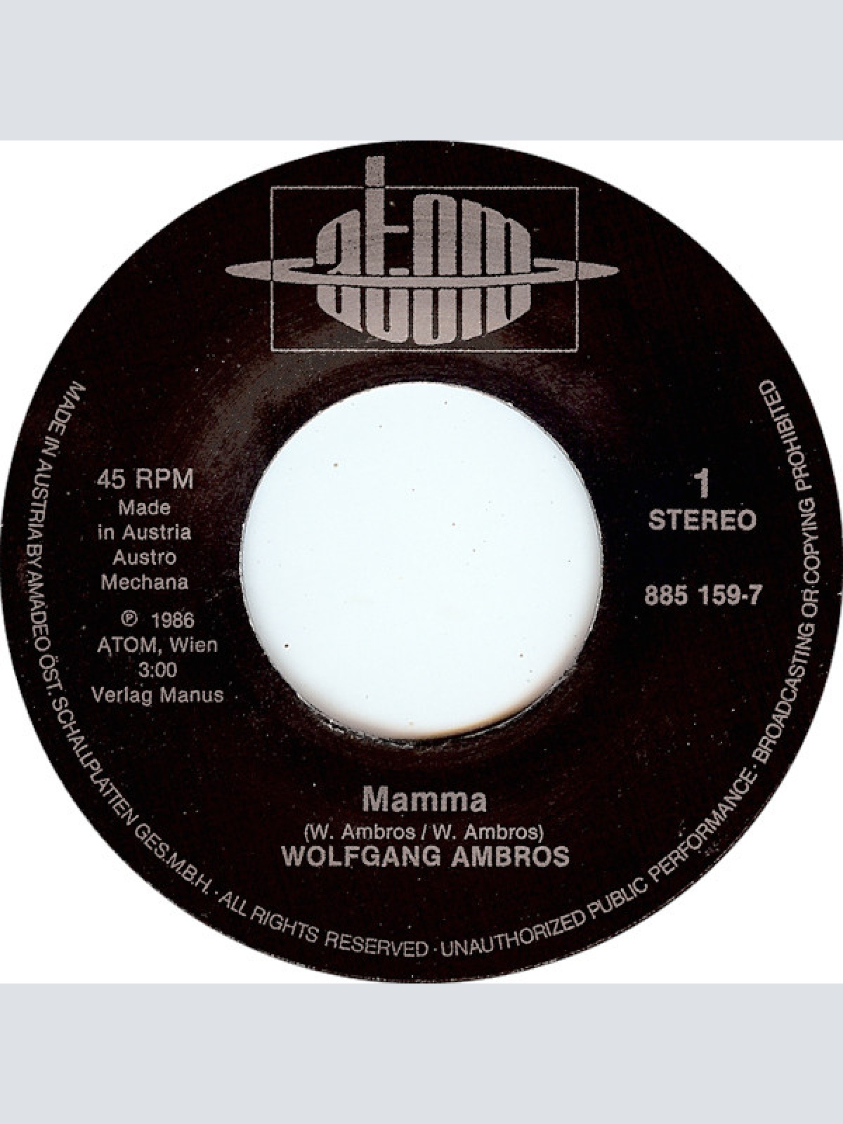 Vinyl / W. Ambros* / № 1* - Mamma
