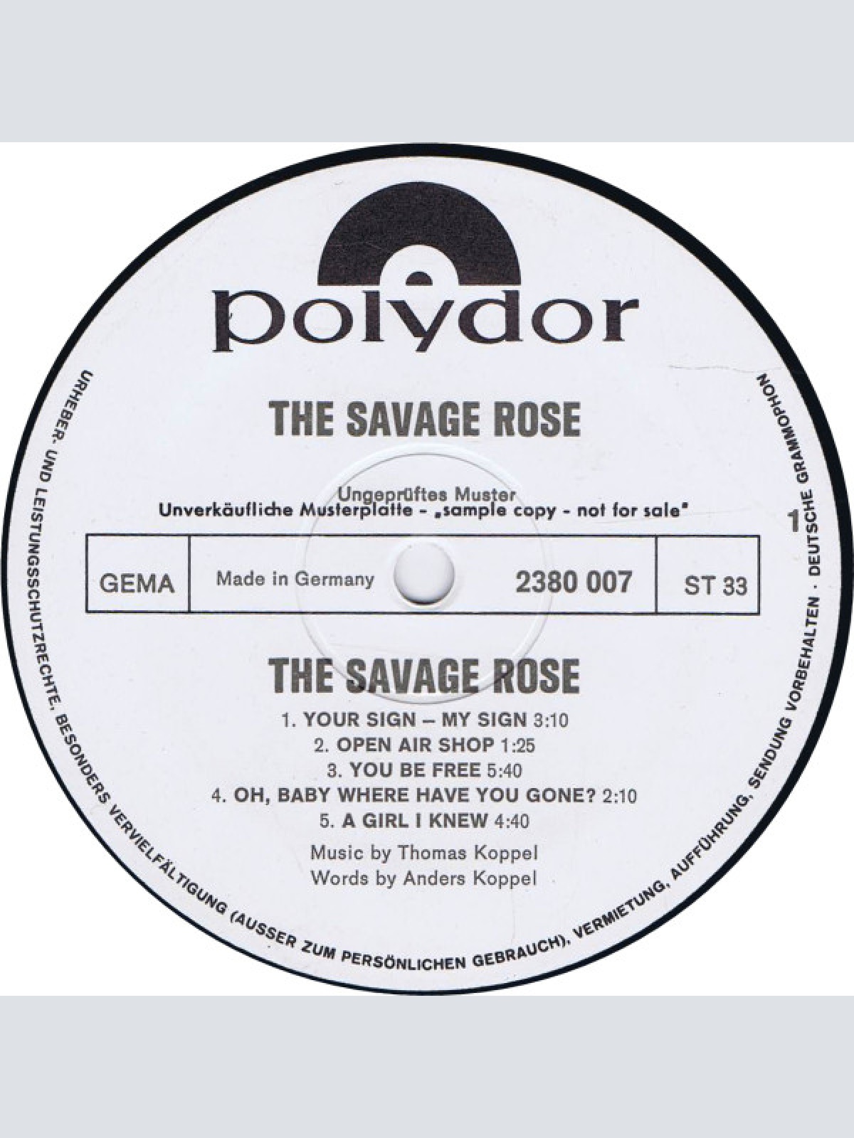 Vinyl / Savage Rose - The Savage Rose