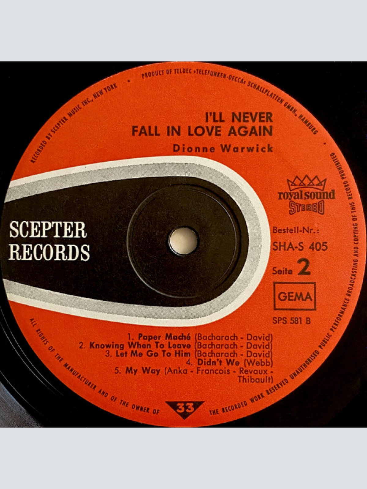 Vinyl / Dionne Warwick - I'll Never Fall In Love Again