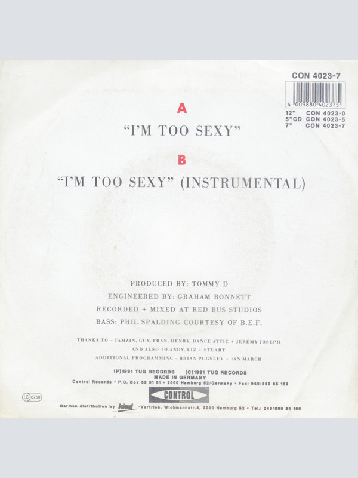 Vinyl / Right Said Fred - I'm Too Sexy