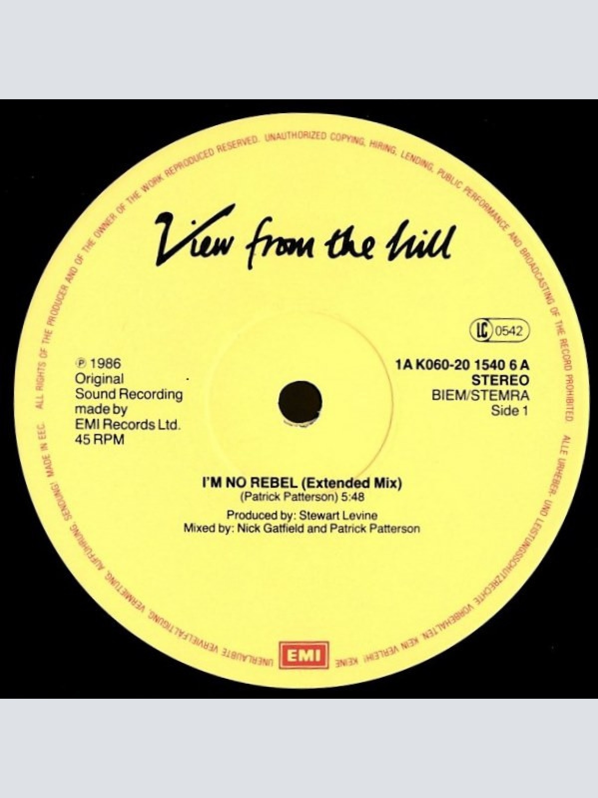 Vinyl / View From The Hill - I'm No Rebel