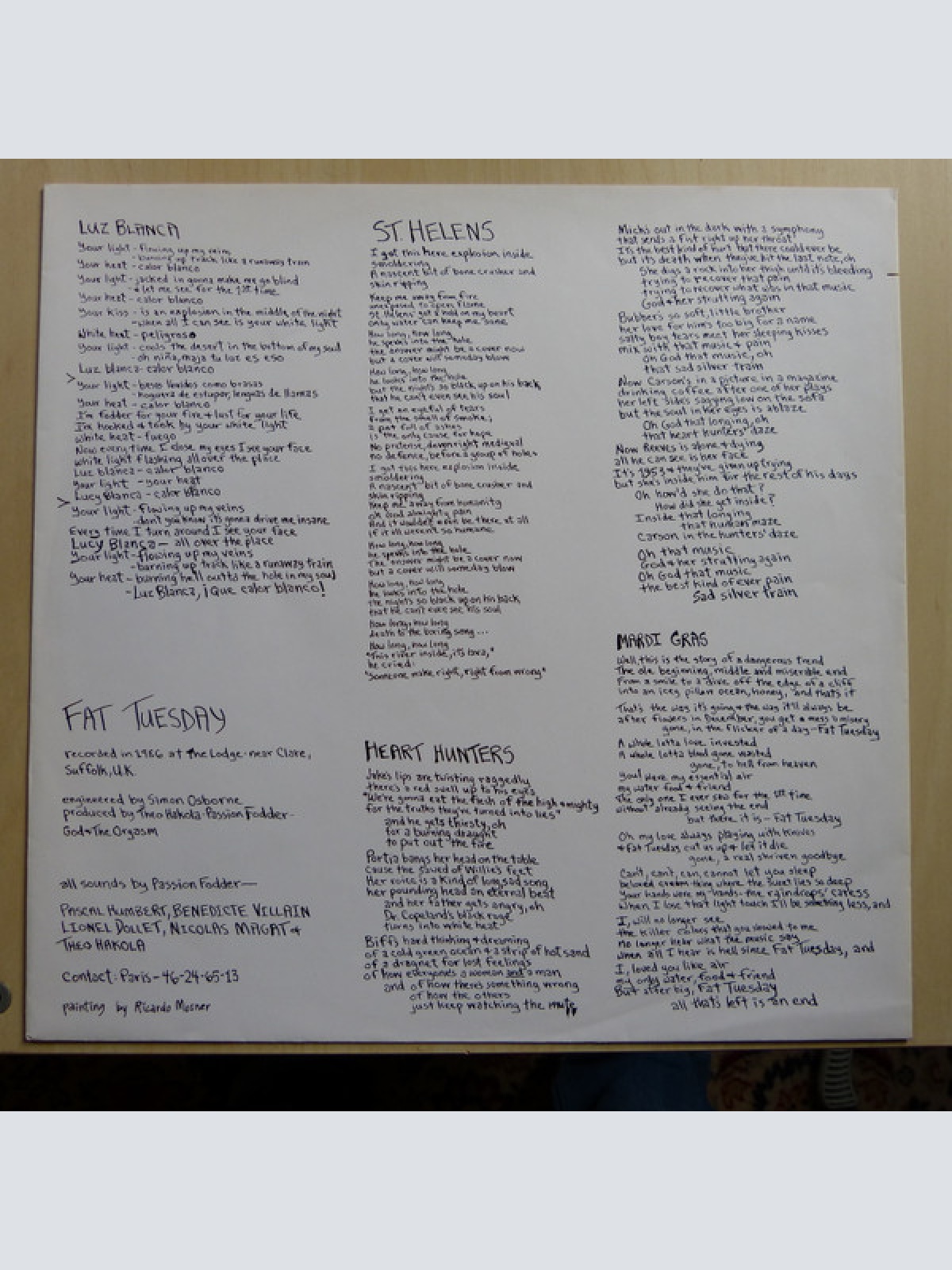 Vinyl / Passion Fodder - Fat Tuesday