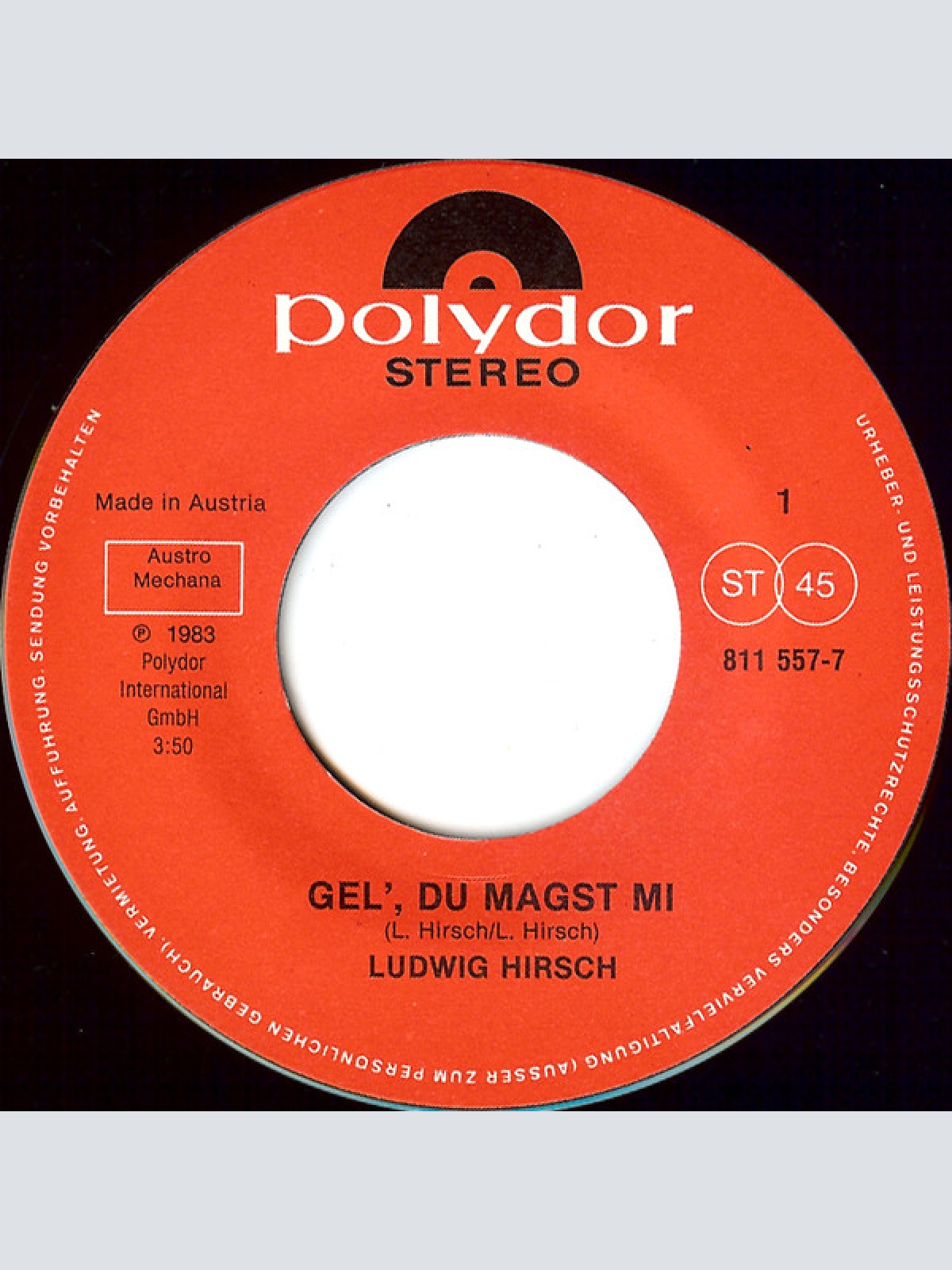 Vinyl / Ludwig Hirsch - Gel', Du Magst Mi