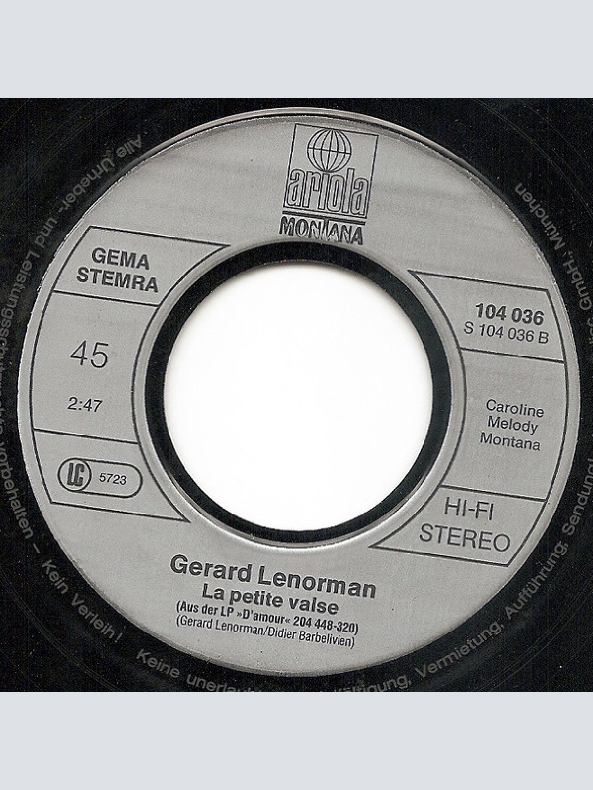 Vinyl / Gérard Lenorman - Chanson D'Innocence