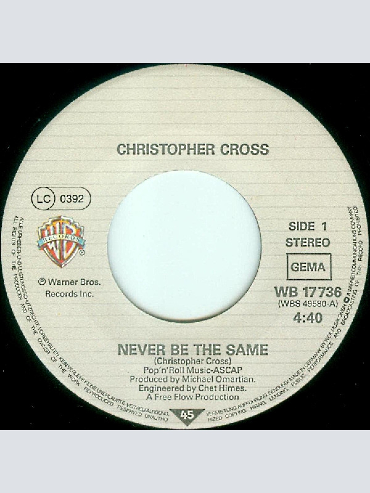 Vinyl / Christopher Cross - Never Be The Same