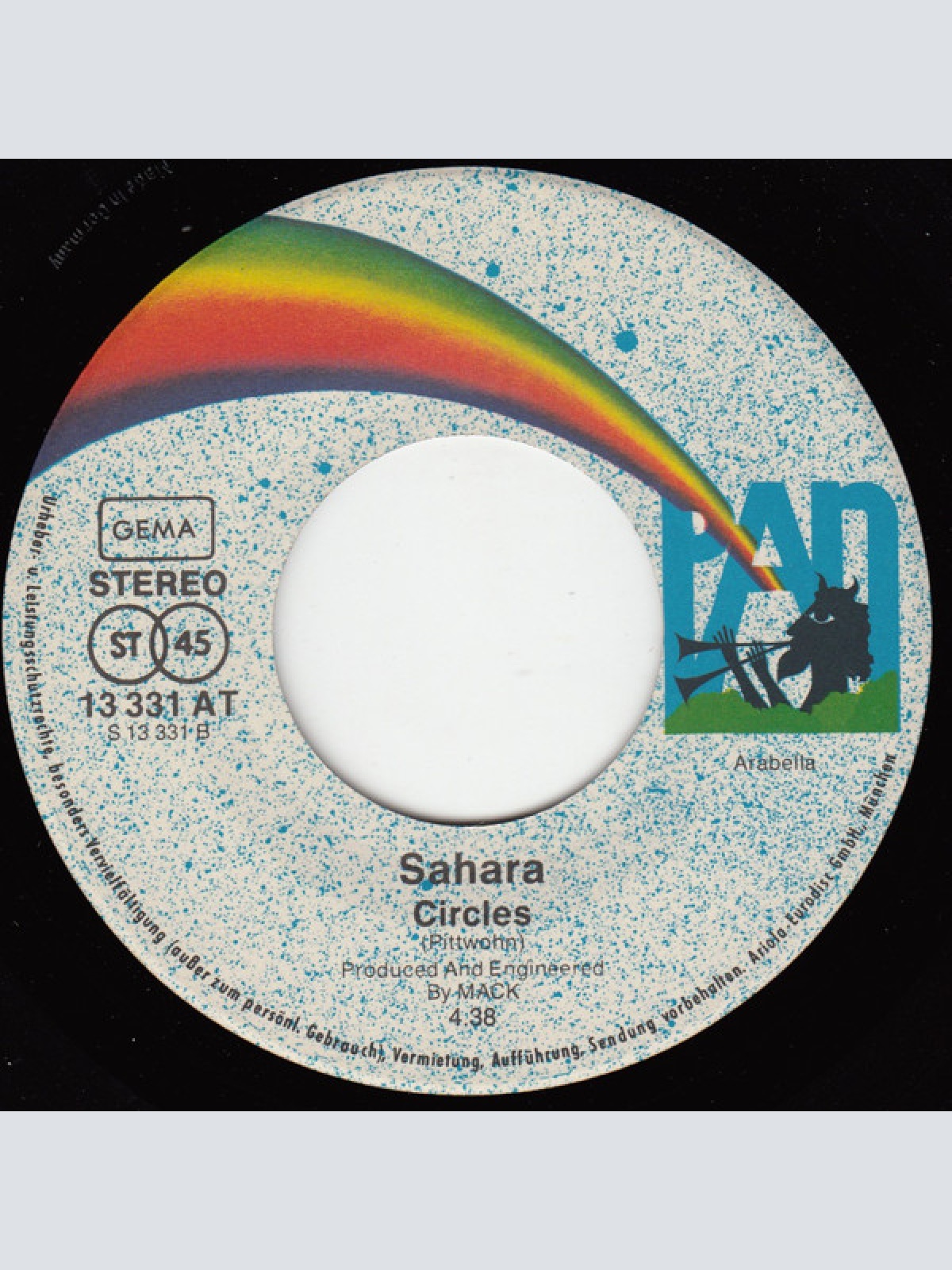 Vinyl / Sahara (7) - Rainbow Rider / Circles