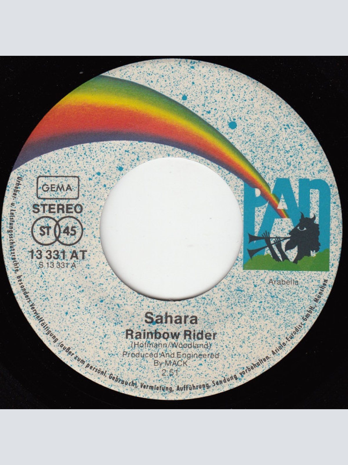 Vinyl / Sahara (7) - Rainbow Rider / Circles