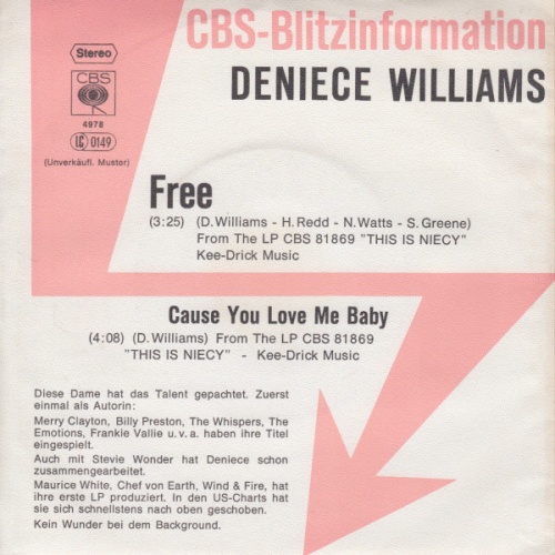 Vinyl / Deniece Williams - Free / Cause You Love Me Baby