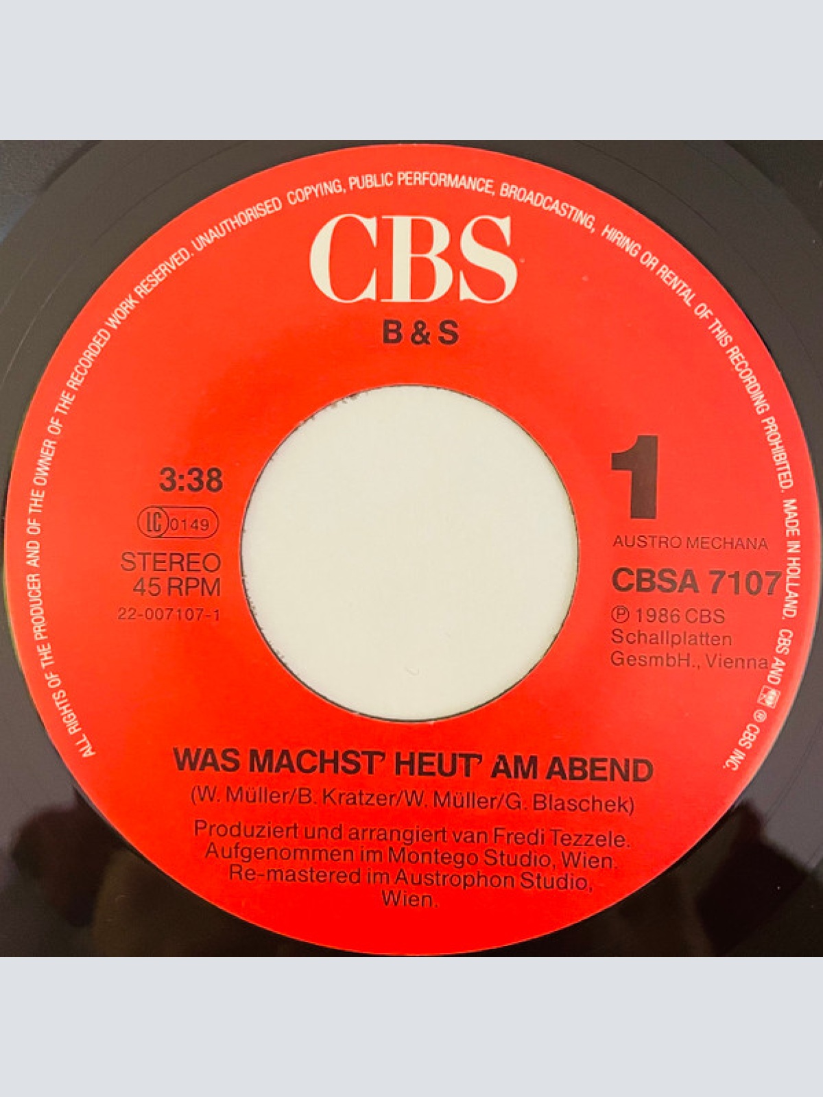 Vinyl / B+S - Was Machst´ Heut´ Am Abend