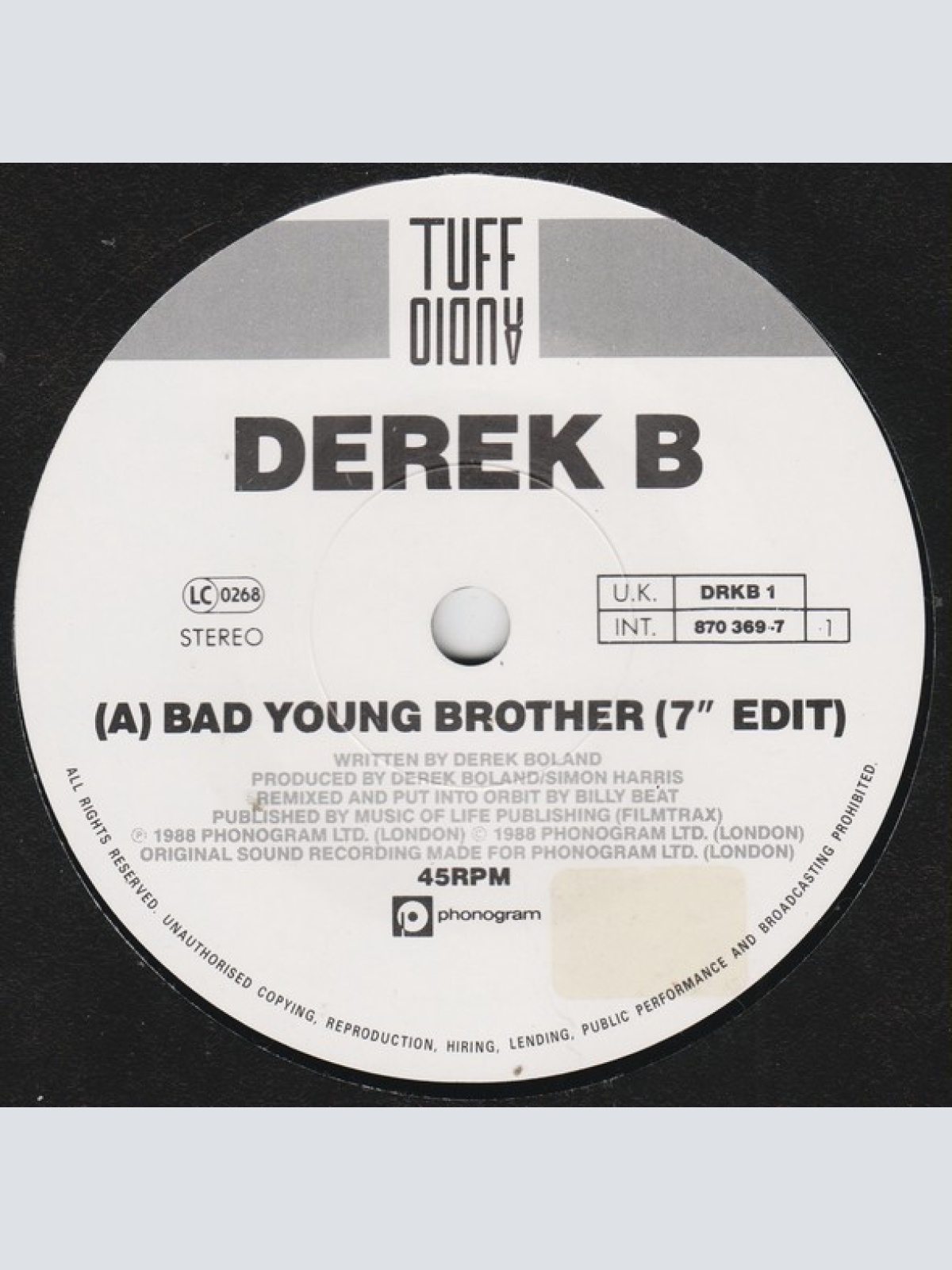 Vinyl / Derek B - Bad Young Brother