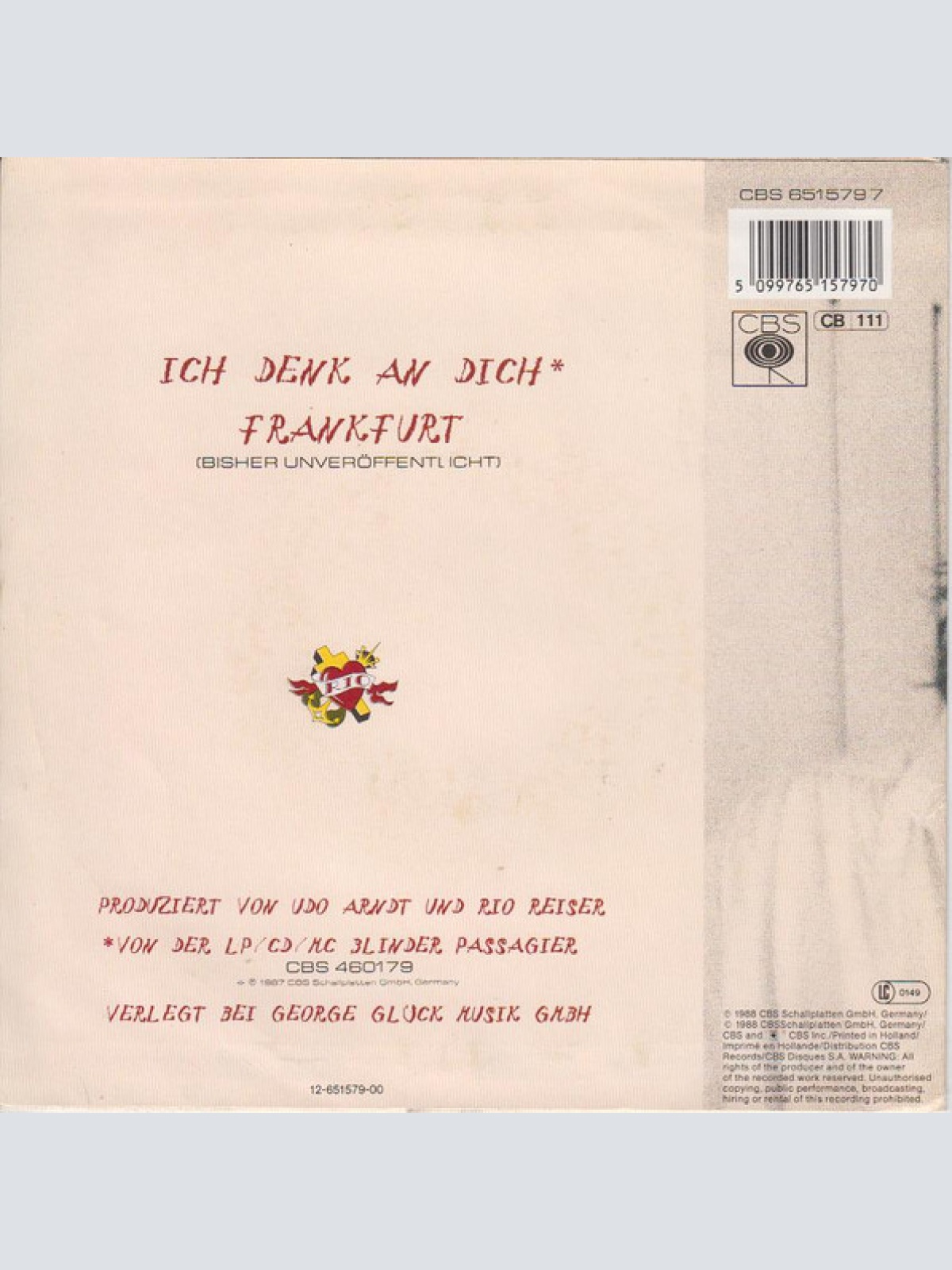 Vinyl / Rio Reiser - Ich Denk An Dich