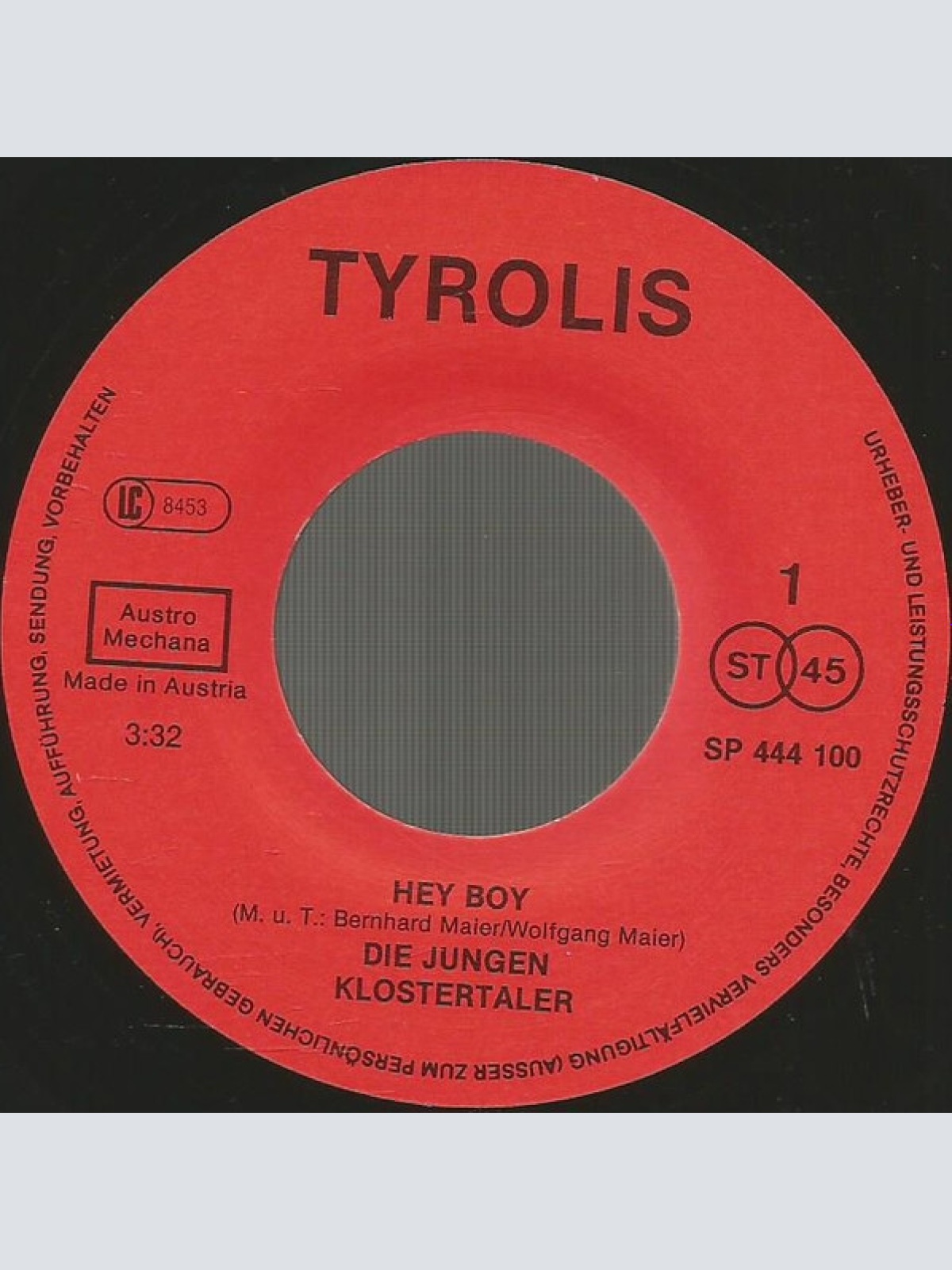 Vinyl / Die Jungen Klostertaler - Hey Boy