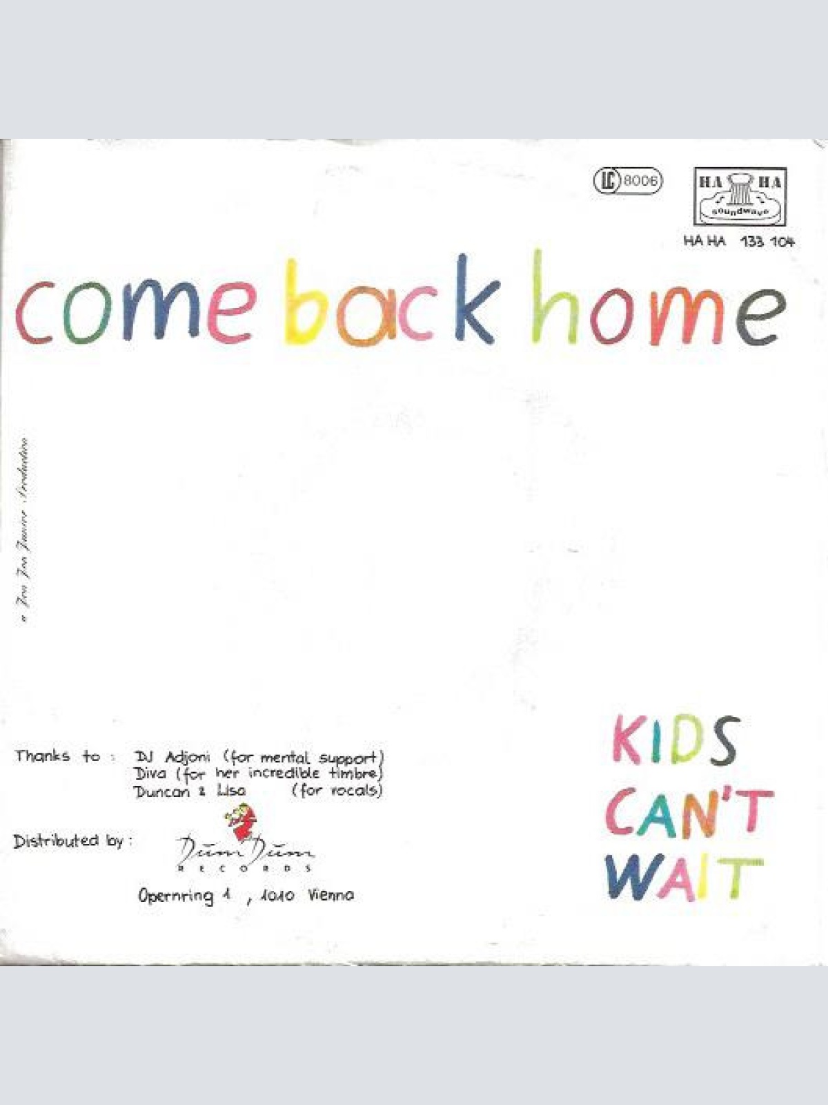 Vinyl / Kids Can't Wait - Come Back Home