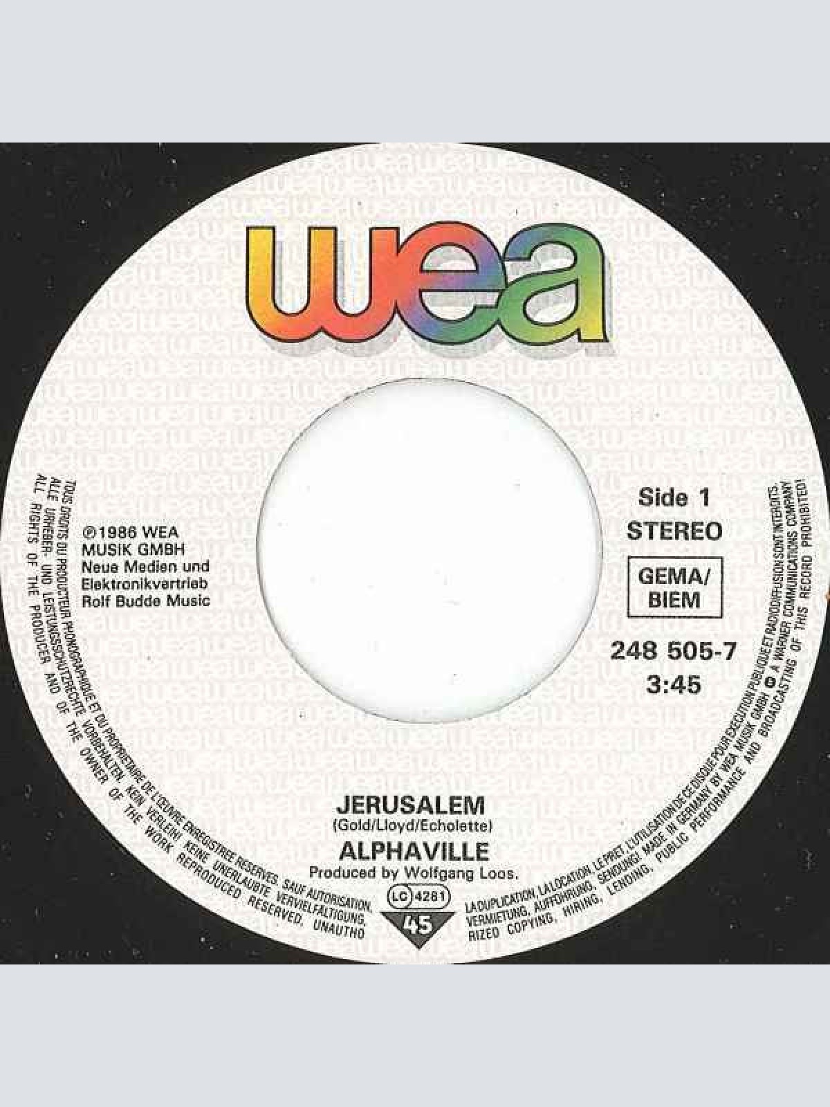 Vinyl / Alphaville - Jerusalem