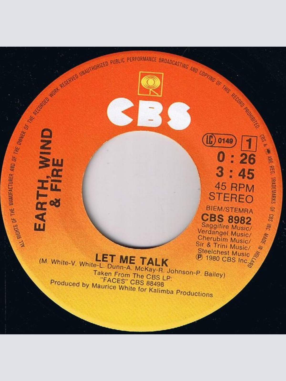 Vinyl / Earth Wind & Fire* - Let Me Talk