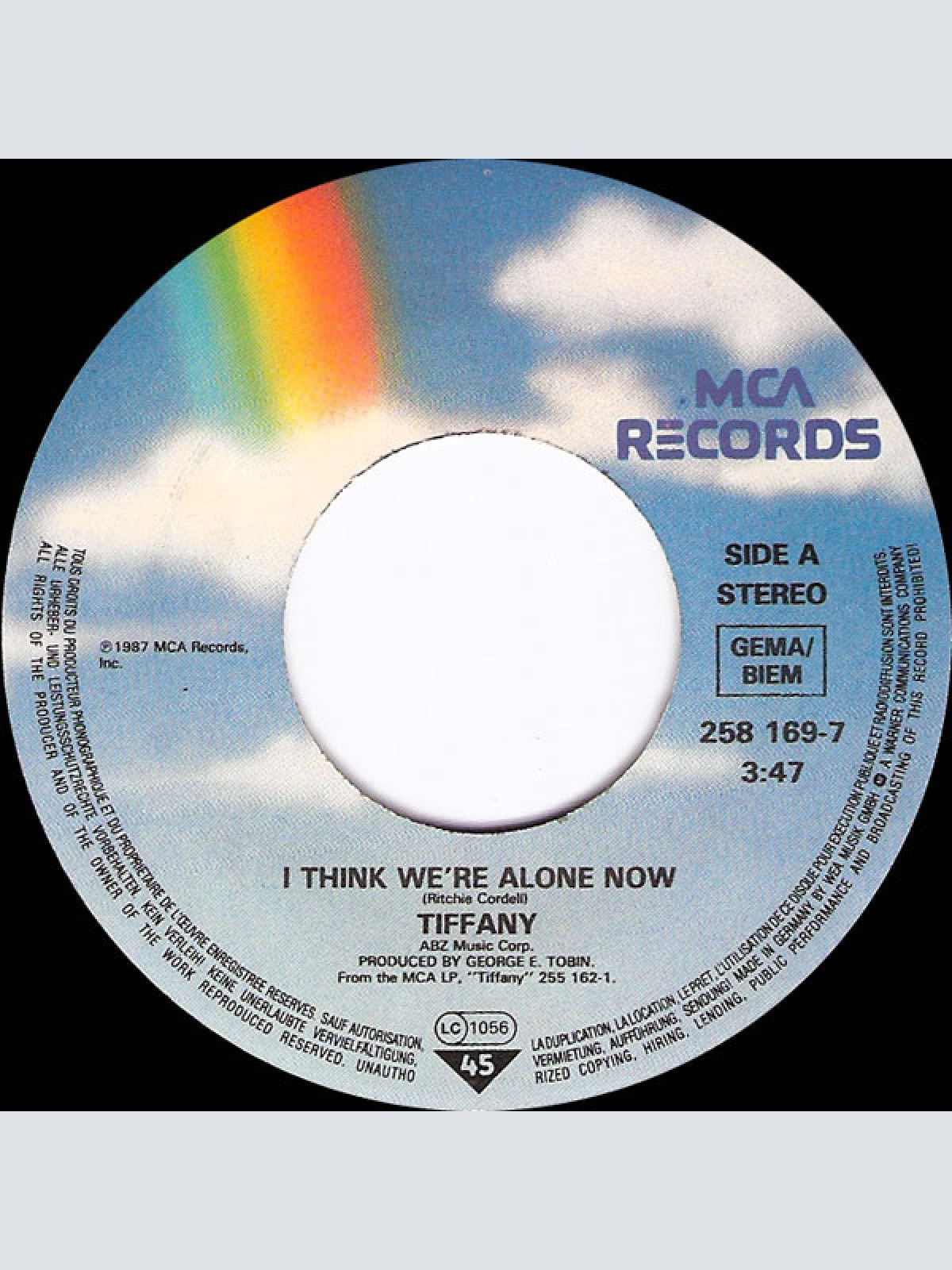 Vinyl / Tiffany - I Think We're Alone Now