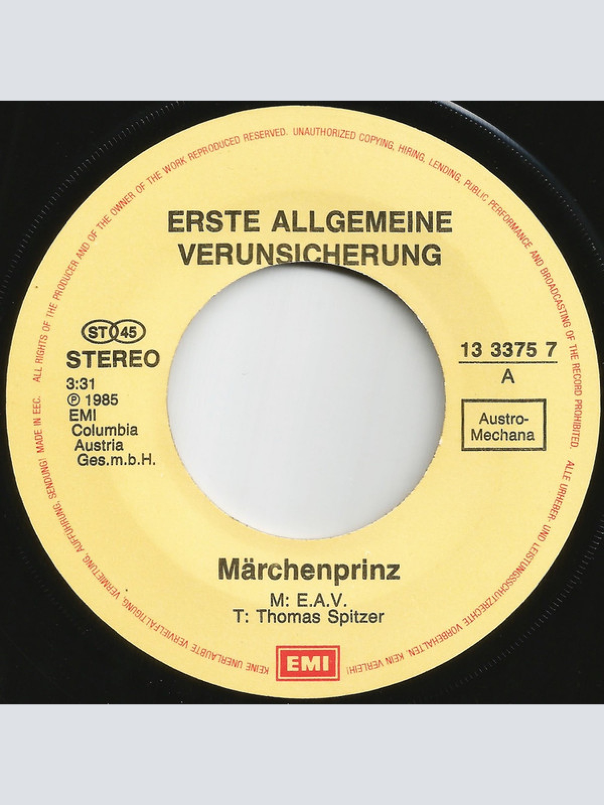 Vinyl / Erste Allgemeine Verunsicherung* - Märchenprinz