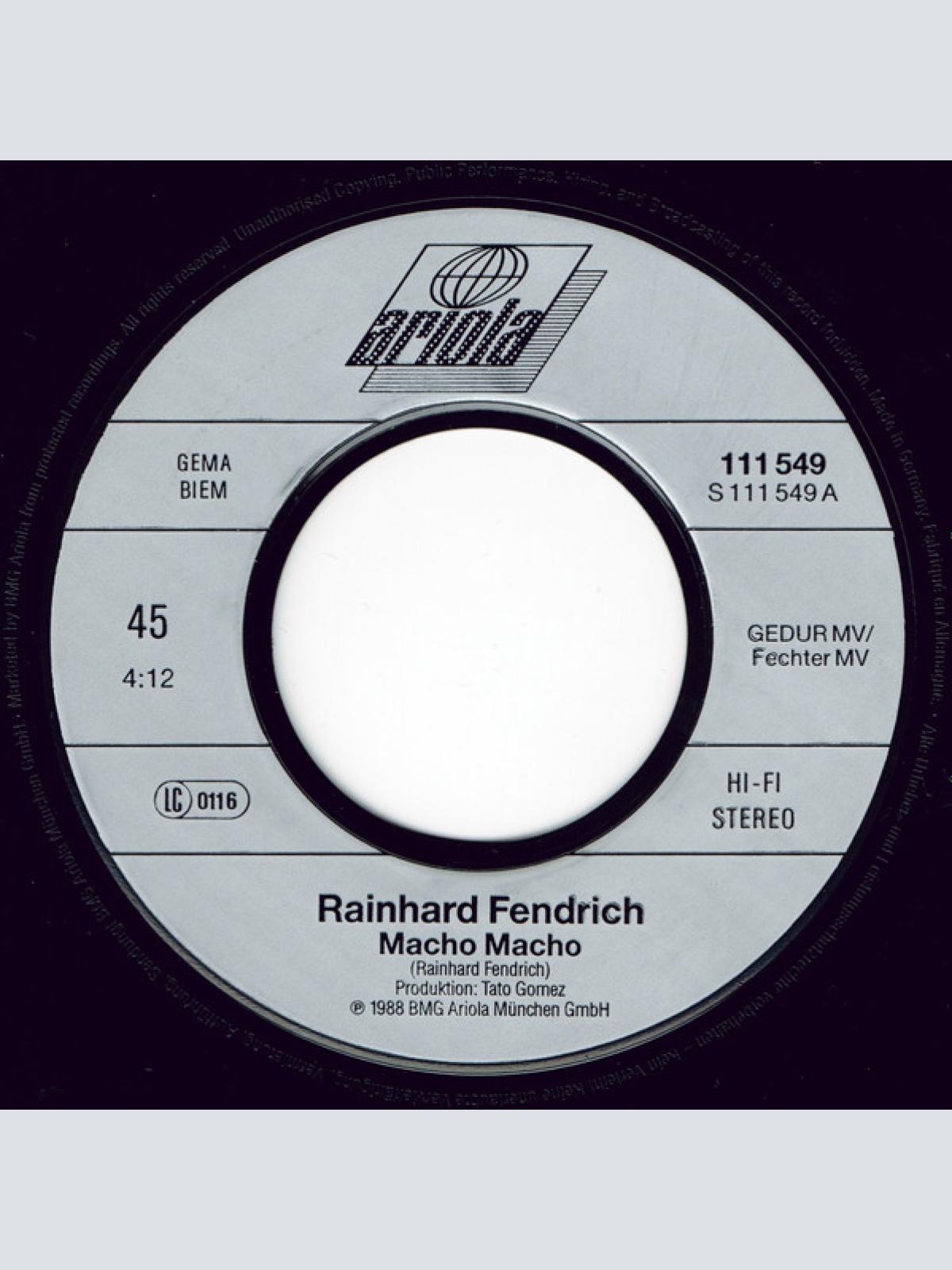 Vinyl / Rainhard Fendrich - Macho Macho