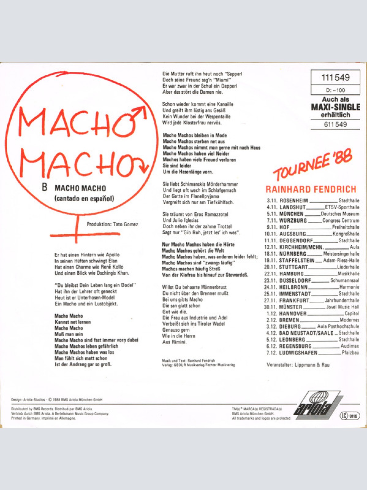 Vinyl / Rainhard Fendrich - Macho Macho