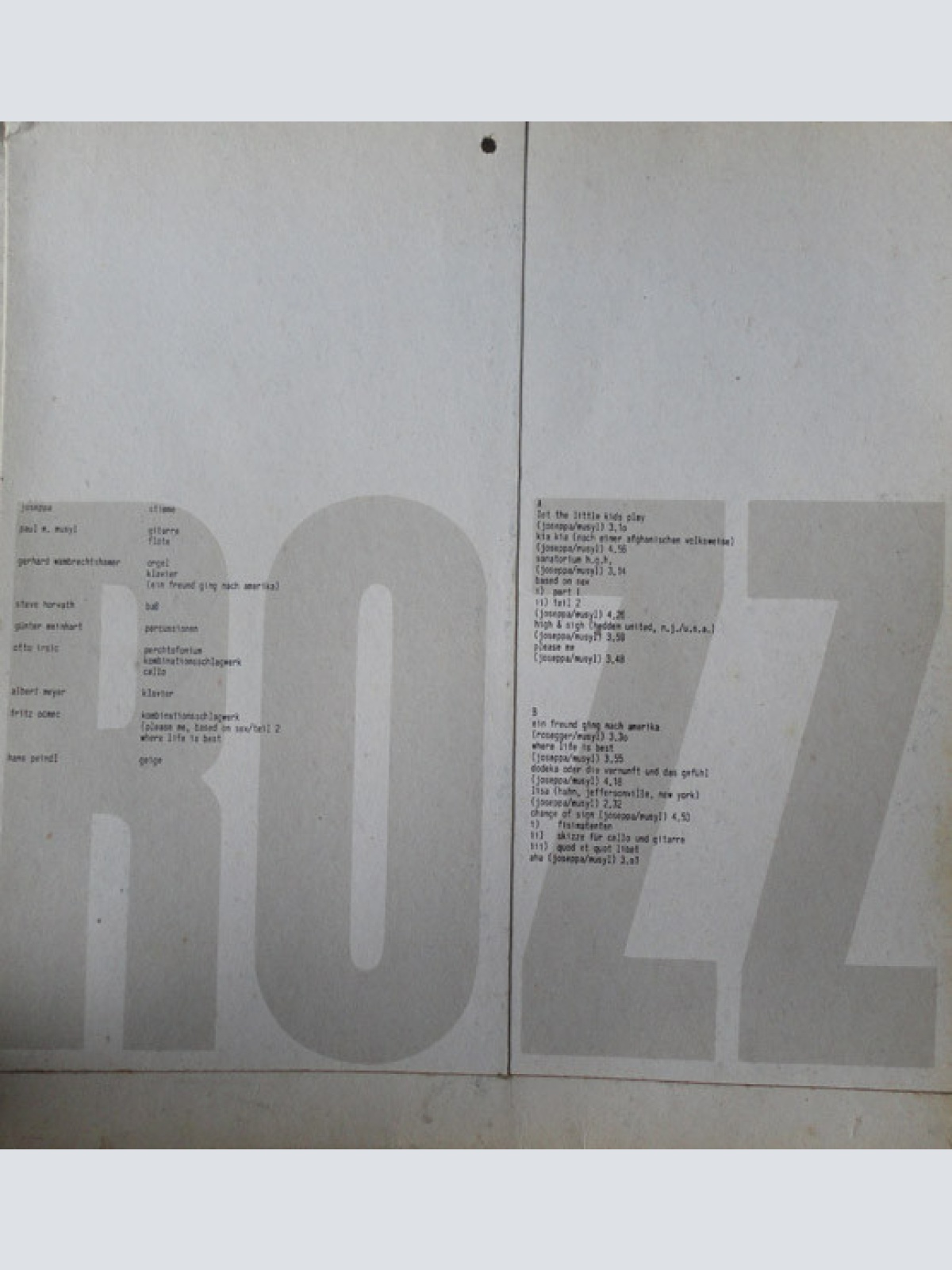 Vinyl / Musyl Und Joseppa - RoZZ