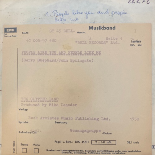 Vinyl / The Glitter Band - People Like You And People Like Me