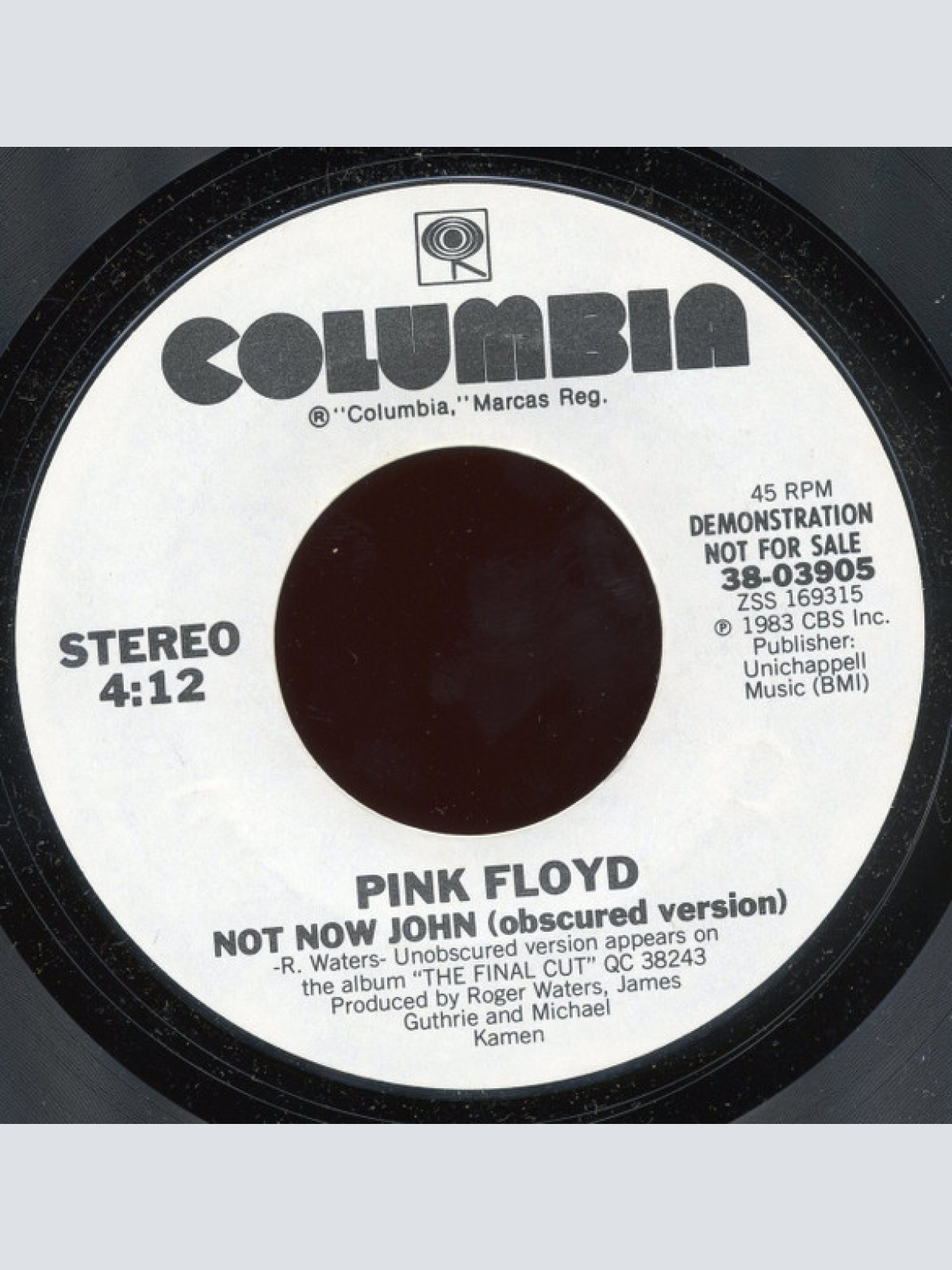 Vinyl / Pink Floyd - Not Now John (obscured version)