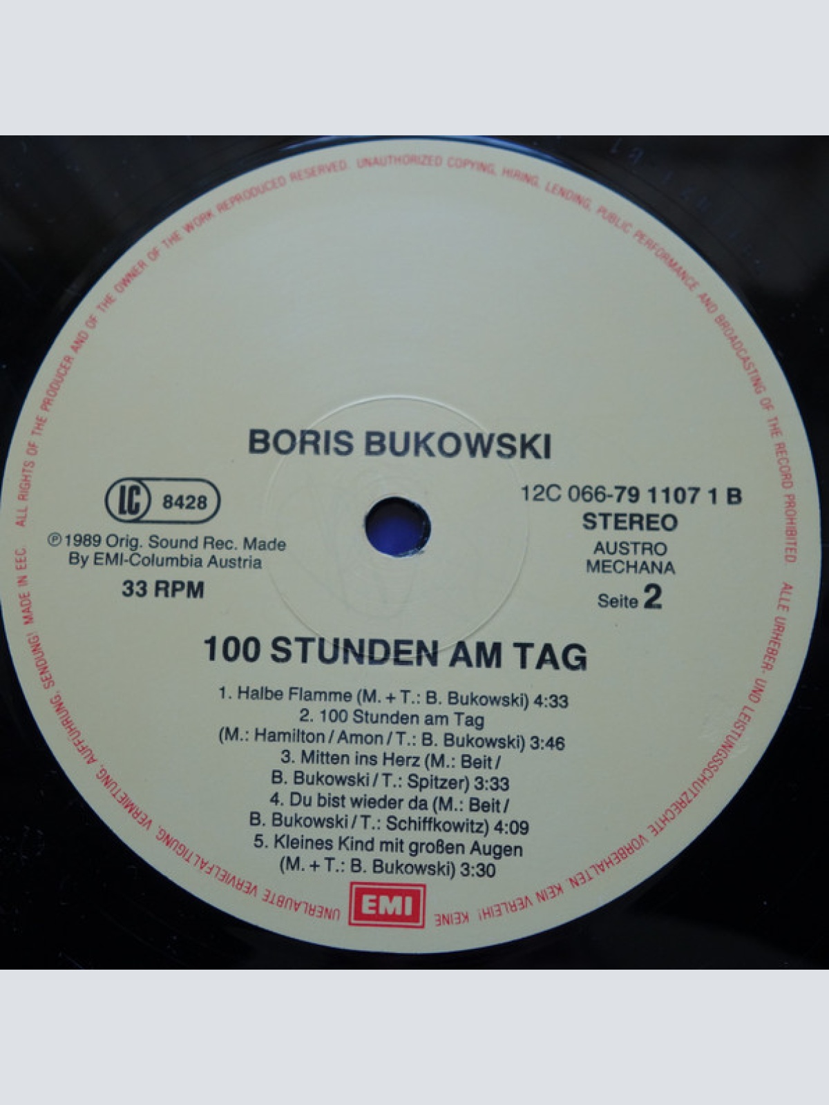 Vinyl / Boris Bukowski - 100 Stunden Am Tag