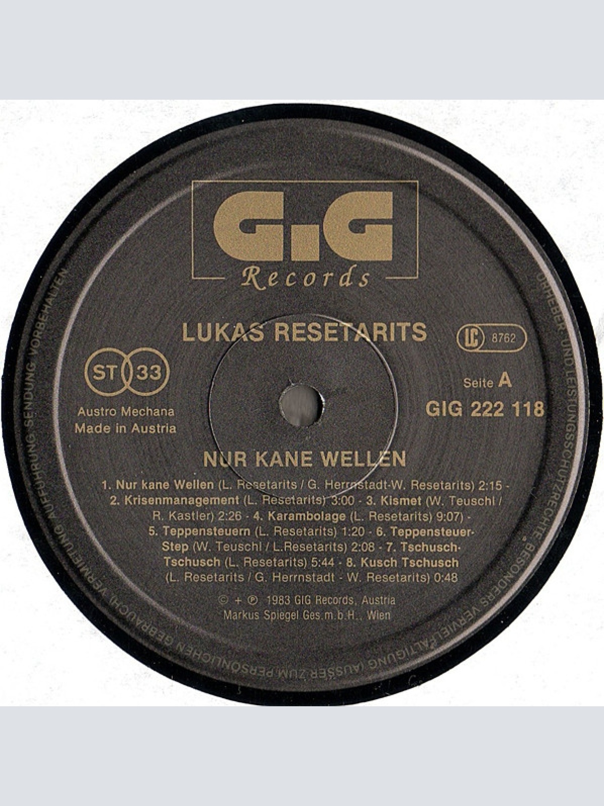 Vinyl / Lukas Resetarits - Nur Kane Wellen