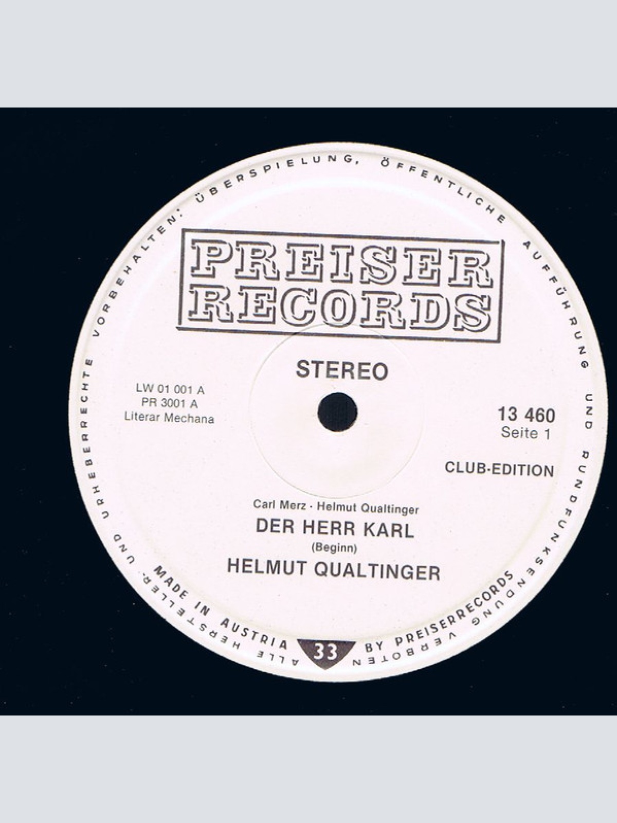 Vinyl / Helmut Qualtinger - Der Herr Karl
