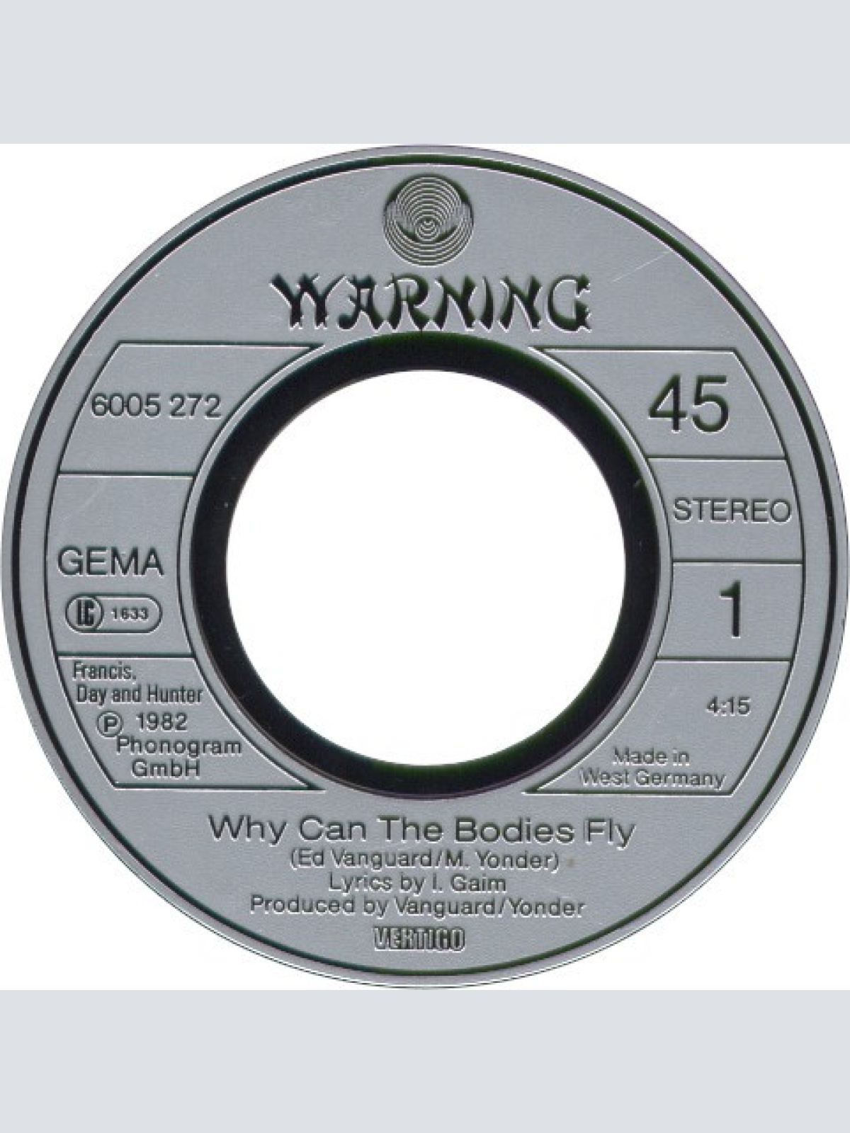 Vinyl / Warning (2) - Why Can The Bodies Fly