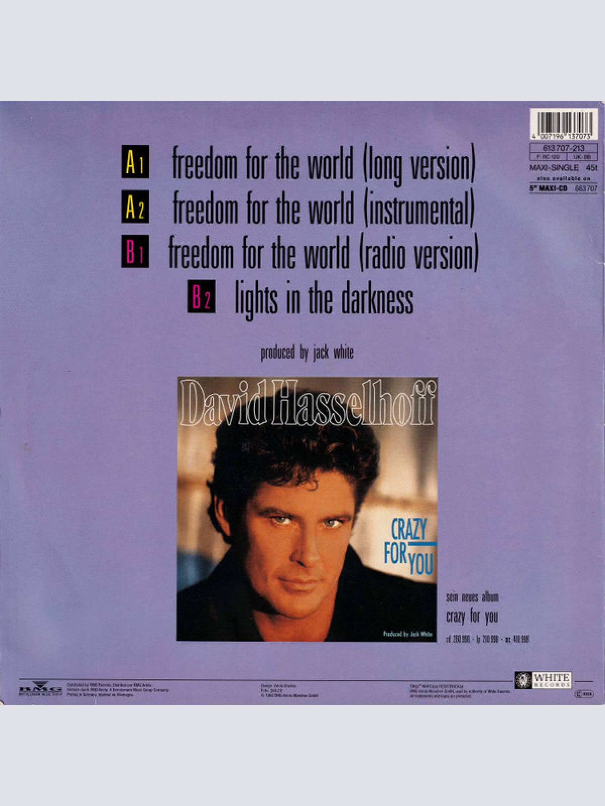 Vinyl / David Hasselhoff - Freedom For The World