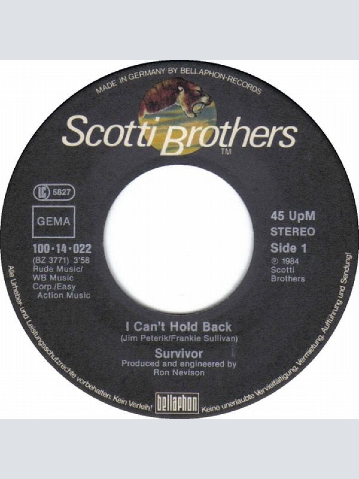 Vinyl / Survivor - I Can't Hold Back