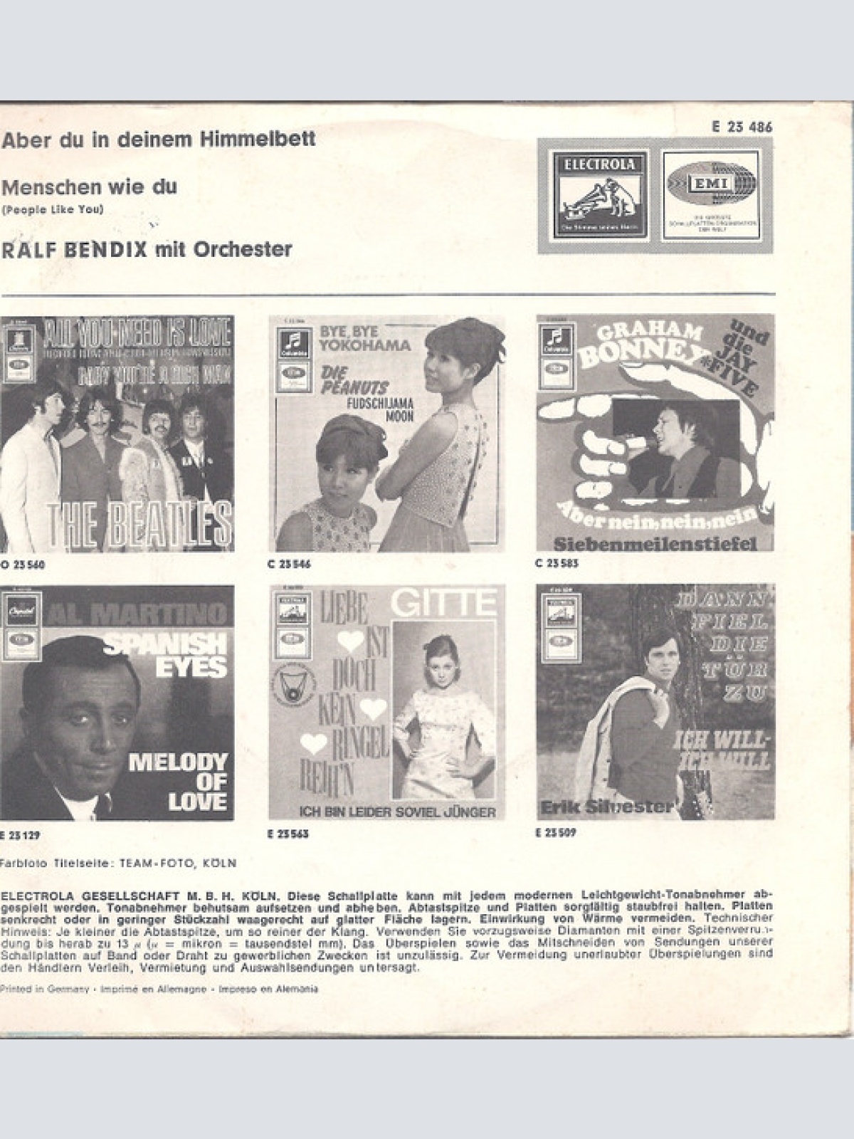 Vinyl / Ralf Bendix - Aber Du In Deinem Himmelbett