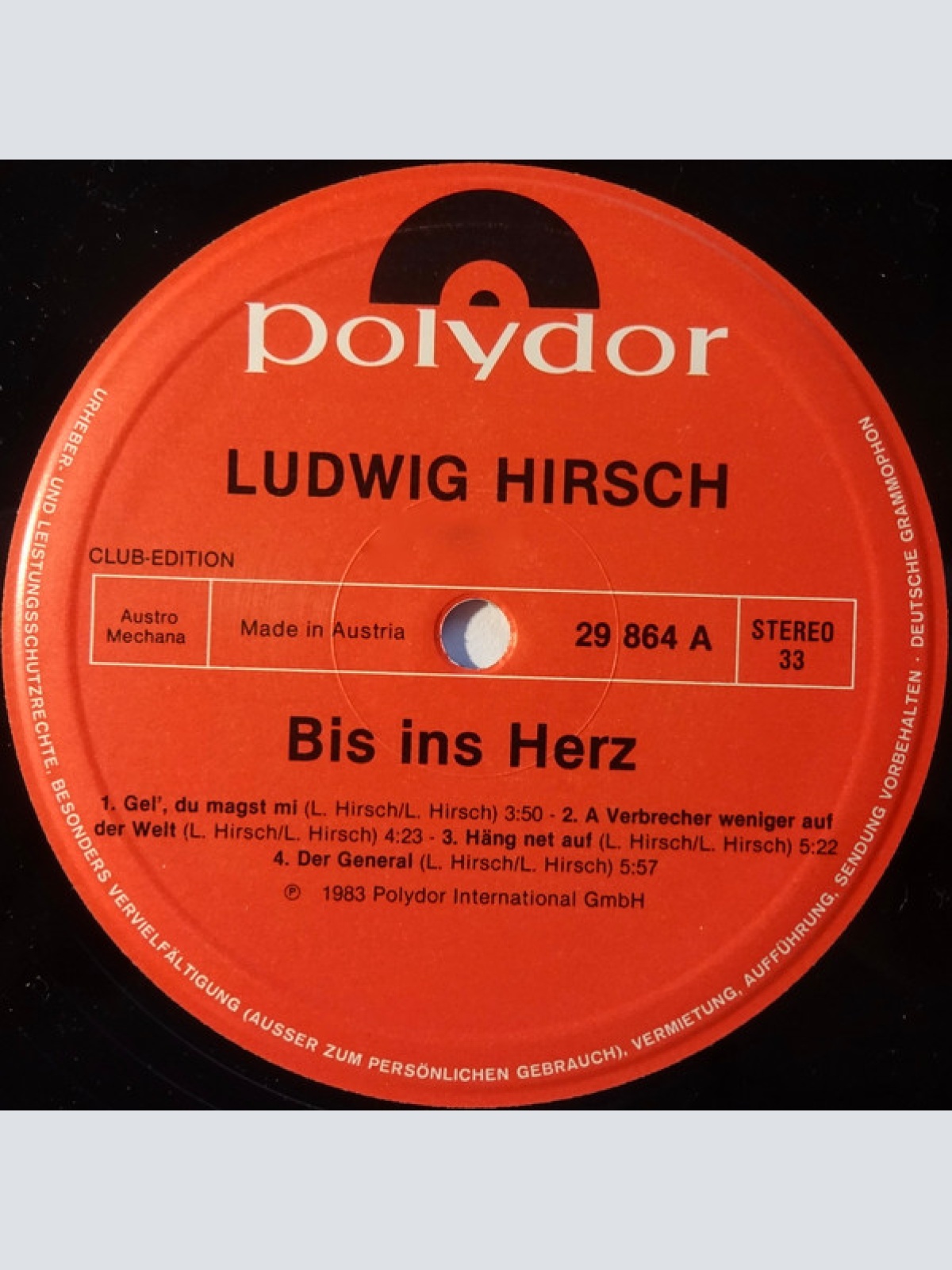 Vinyl / Ludwig Hirsch - Bis Ins Herz