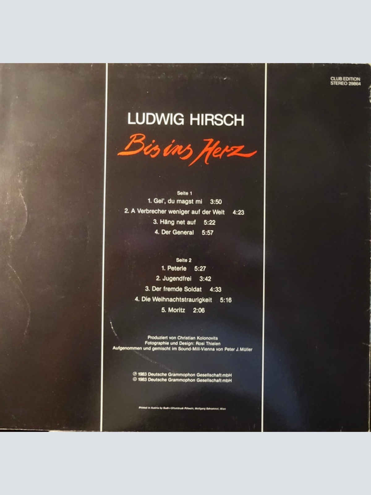 Vinyl / Ludwig Hirsch - Bis Ins Herz