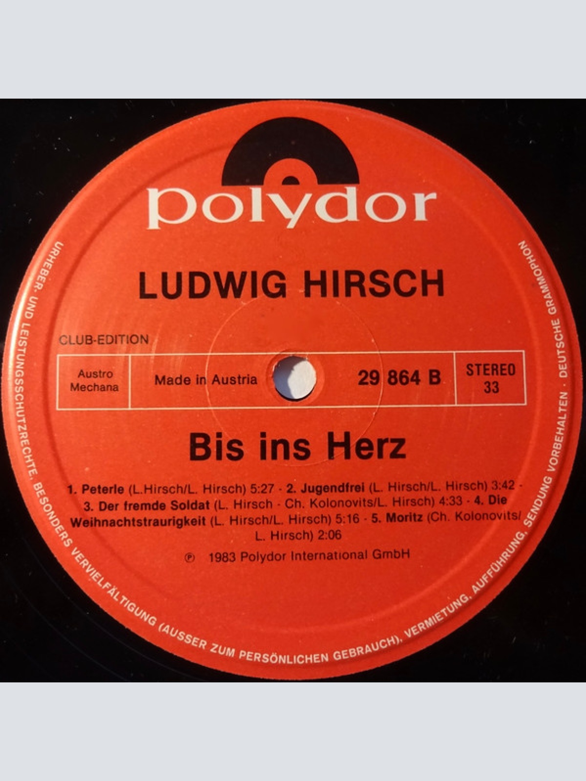 Vinyl / Ludwig Hirsch - Bis Ins Herz