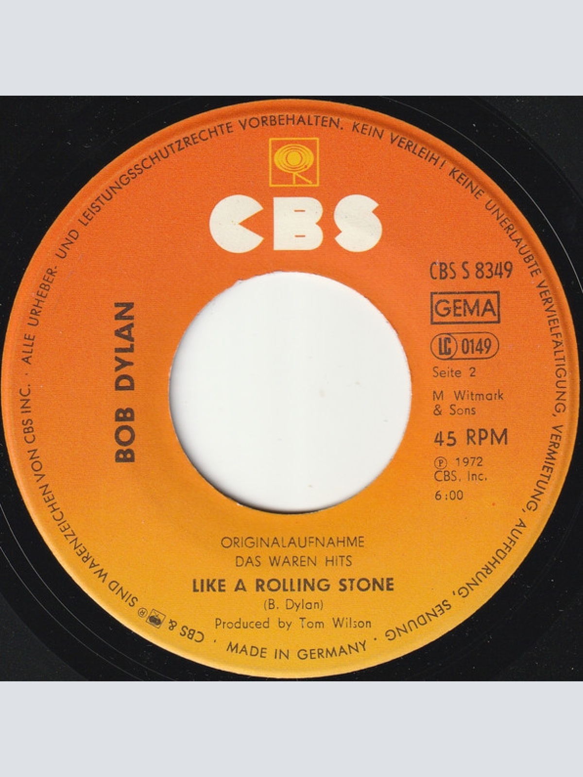 Vinyl / Bob Dylan - Blowin' In The Wind / Like A Rolling Stone