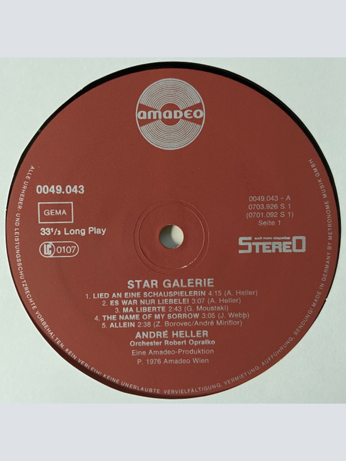 Vinyl / André Heller - Star Galerie