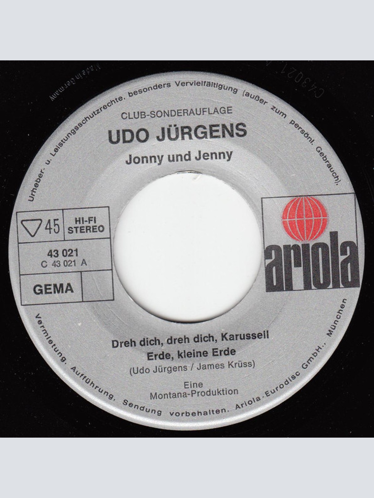 Vinyl / Udo Jürgens - Jonny Und Jenny