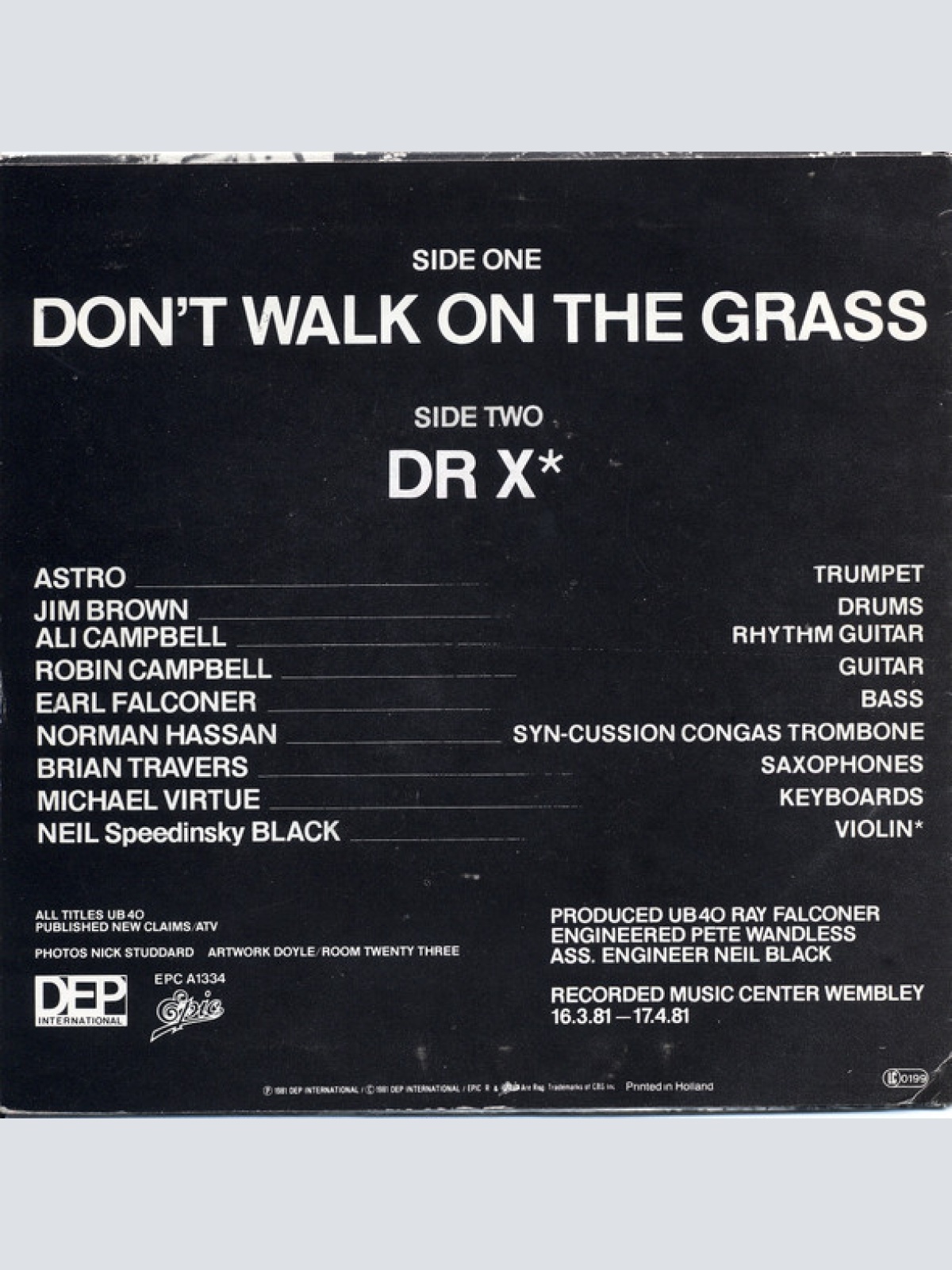 Vinyl / UB 40* - Don't Walk On The Grass