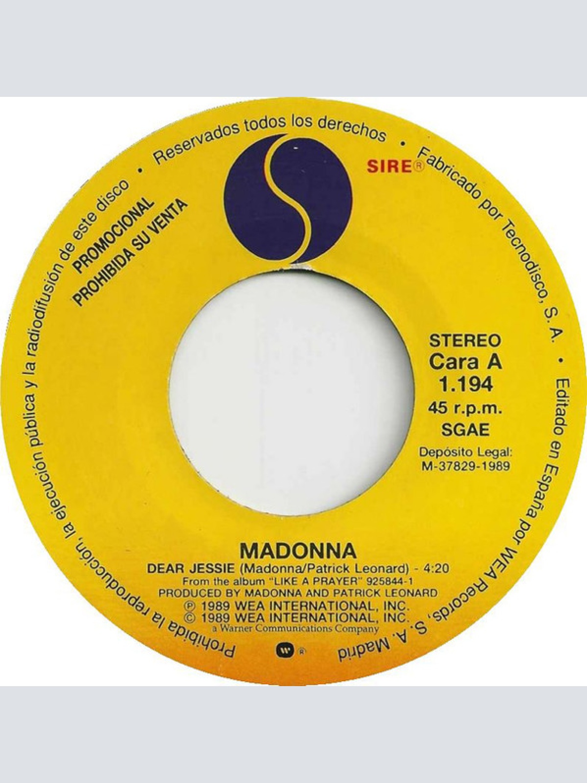 Vinyl / Madonna - Dear Jessie