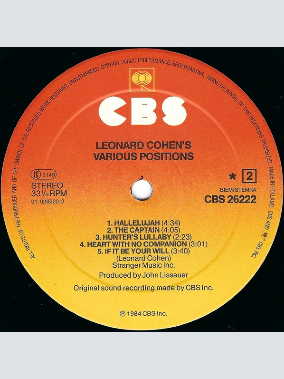 Vinyl / Leonard Cohen - Various Positions